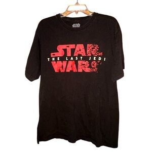 Star Wars The Last Jedi Graphic Tee Shirt Black Red Cotton Men’s XL‎